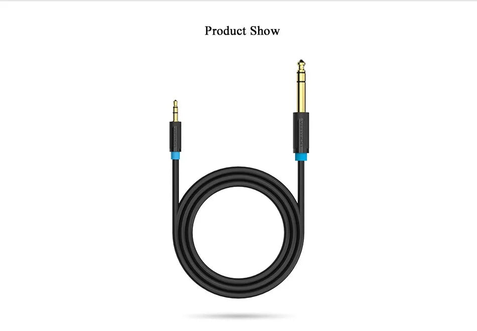 Vention 3.5mm to 6.35mm Adapter Aux Cable for Mixer Amplifier Gold Plated 3.5 Jack to 6.5 Jack 0.5m 3m 5m Aux Cabo Male to Male