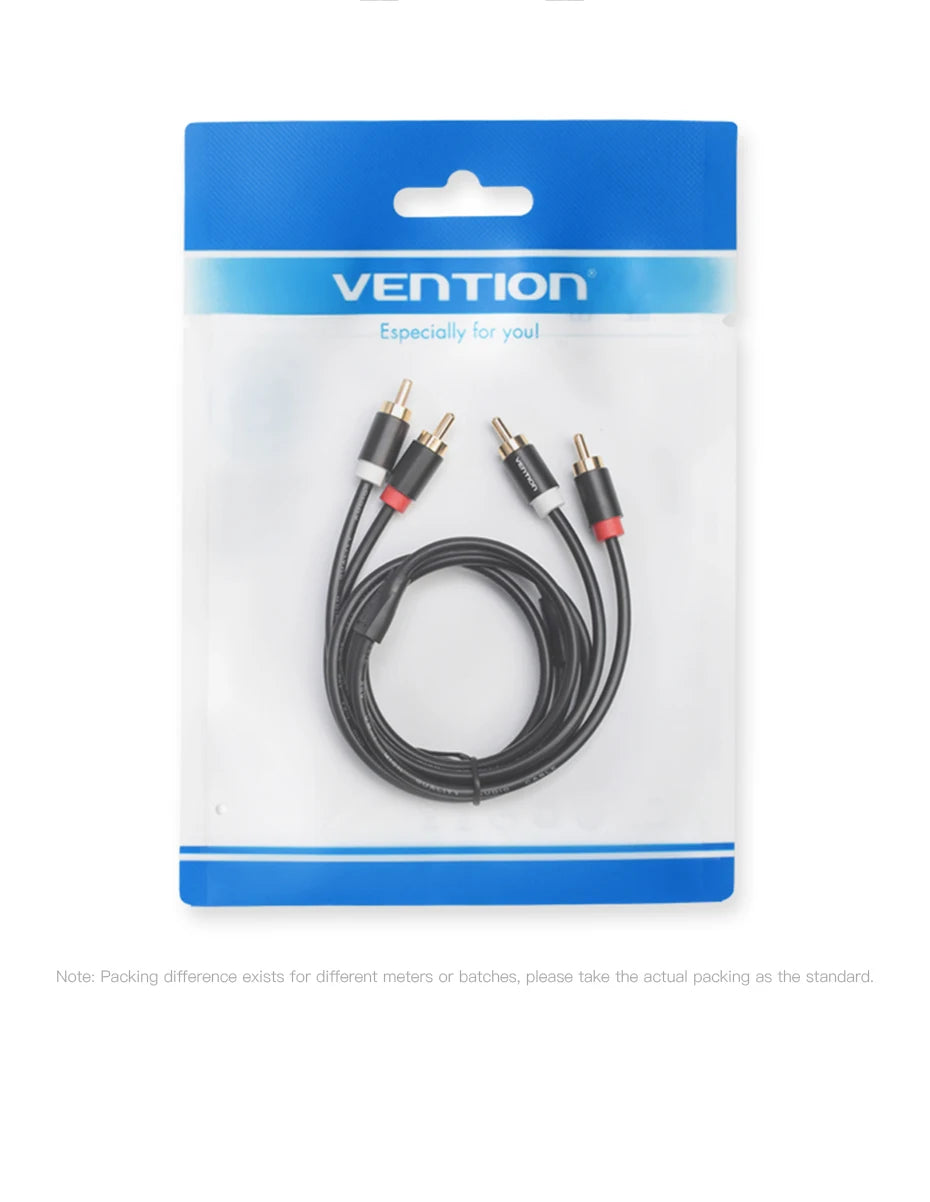 Vention 2RCA to 2RCA Audio Cable Gold-Plated 2RCA Male to Male Aux Cable 1m 2m for TV Amplifier Home Theater Speaker Cable RCA