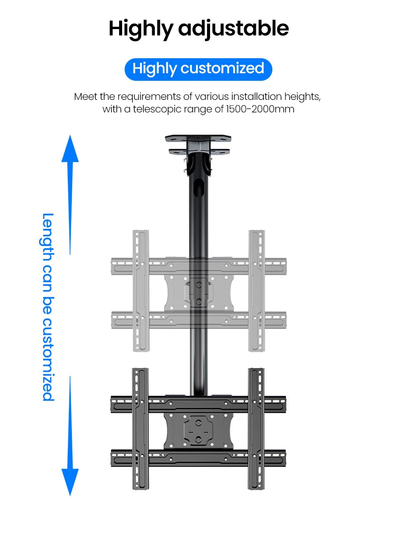 BEISHI TV Ceiling Mount Adjustable Bracket Fits Most LED, LCD Plasma Flat Screen Display 26 to 65 Inch, up to 110 Lbs 30° Tilt