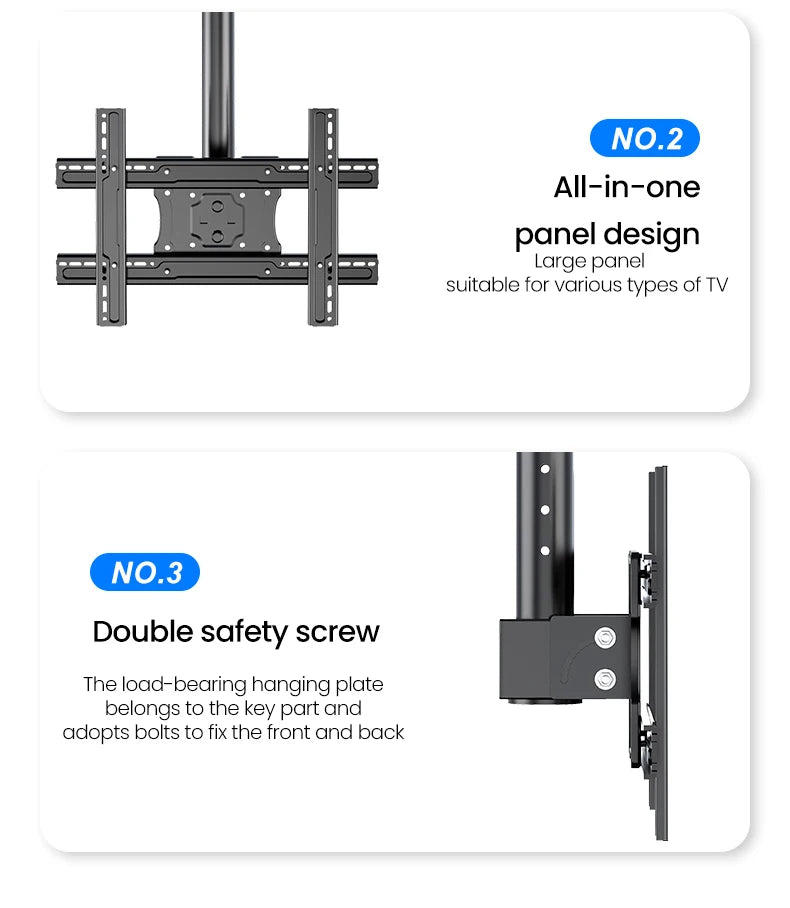 BEISHI TV Ceiling Mount Adjustable Bracket Fits Most LED, LCD Plasma Flat Screen Display 26 to 65 Inch, up to 110 Lbs 30° Tilt