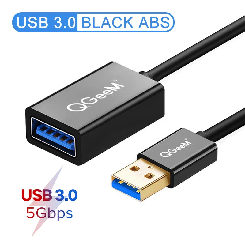 QGeeM USB Extension Cable USB 3.0 Cable Extender for PC Laptop Smart-TV PS4 Xbox SSD USB 3.0 2.0 Male to Female Cord Data Cable
