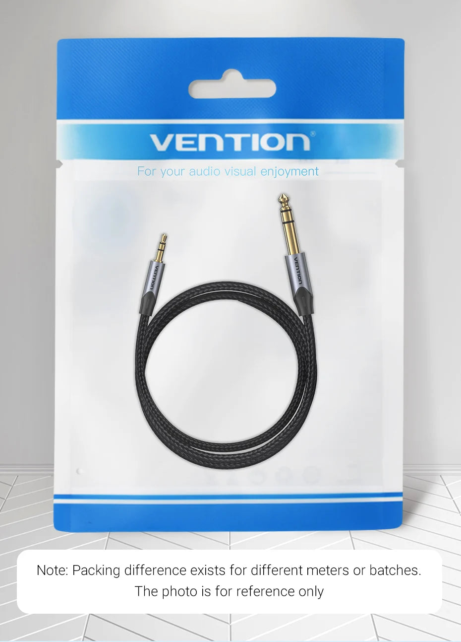 Vention 3.5mm to 6.35mm Adapter Aux Cable for Mixer Amplifier Gold Plated 3.5 Jack to 6.5 Jack 0.5m 3m 5m Aux Cabo Male to Male