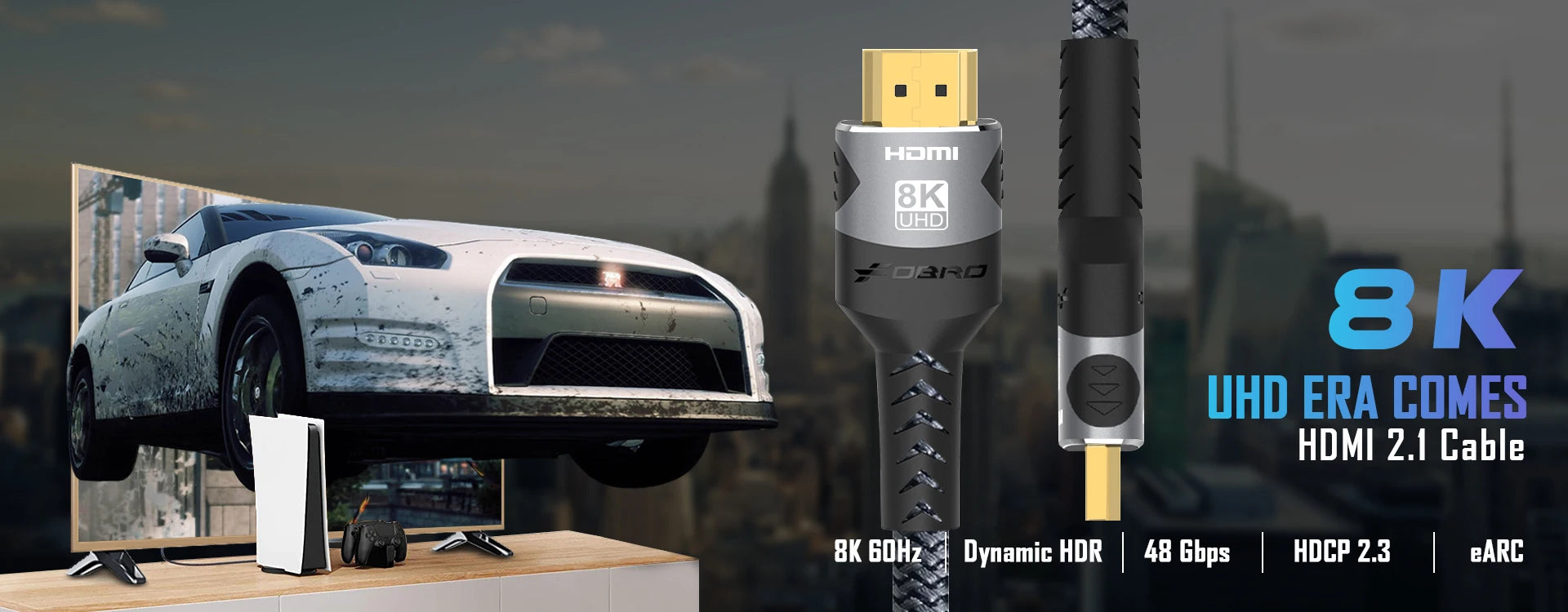 FDBRO 8K HDMI 2.1 Cable 4K@120Hz 8K@60Hz HDMI2.1 Cable 48Gbps Adapter For RTX 3080 eARC HDR10+ Video Cable PC Laptop TV box PS5