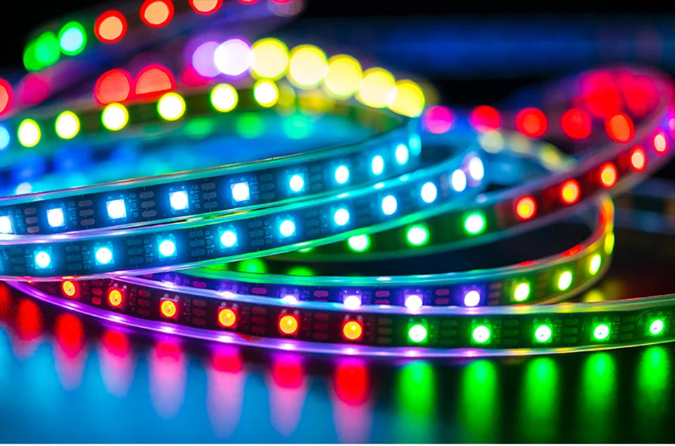 WS2812B Led Strip WS2812 RGB Individually Addressable Smart Led Lights Strip Black White PCB IP30/65/67 Waterproof 0.3W/LED DC5V