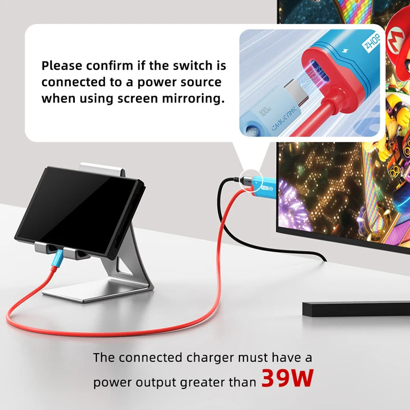 CABLETIME Switch 2 HDMI Cable USB C to HDMI Cable  Adapter 4K 60Hz HDR PD 100W for Nintendo Switch 1 Switch 2 OLED PS4/5 Laptops