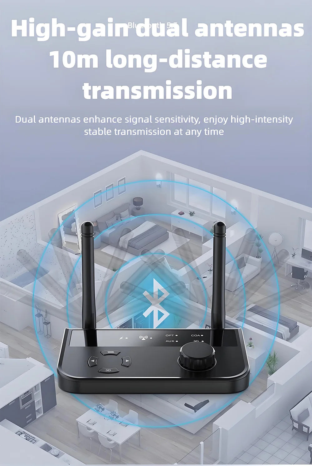 Bluetooth 5.3 Audio Transmitter Receiver Wireless Music Adapter Pair 2 Devices BT 5.0 3.5mm Aux Jack RCA For TV Car PC Headphone