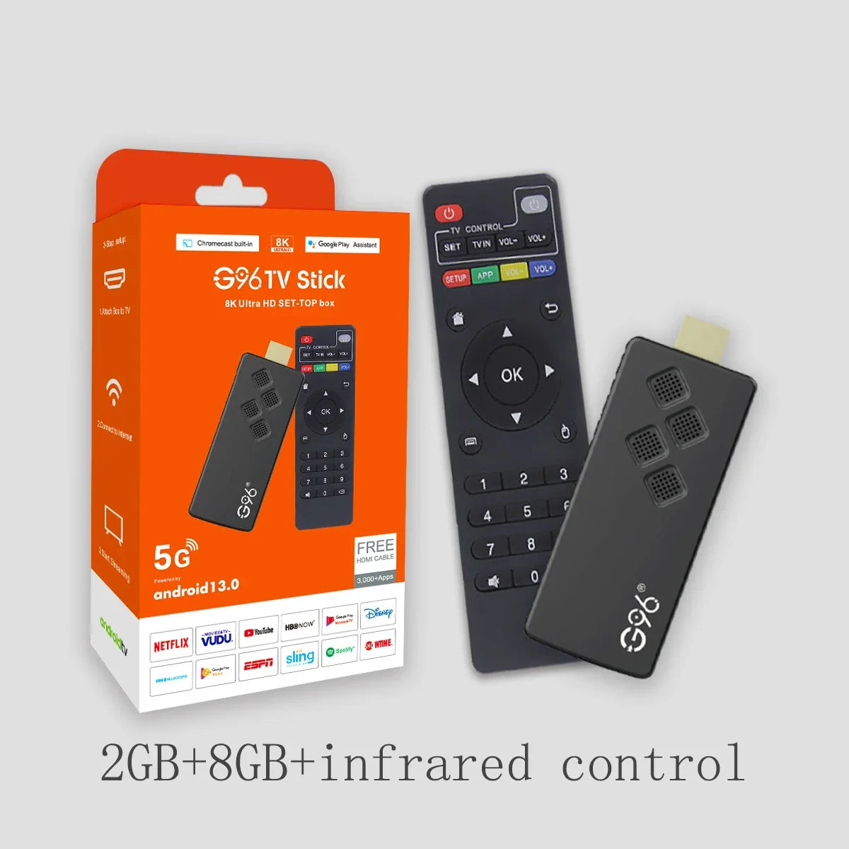 Global Version Android13 G96 TV Stick 8K HDR Portable Streaming Media 2GB16GB Multi Language TV Dongle Allwinner H313 Quad Core