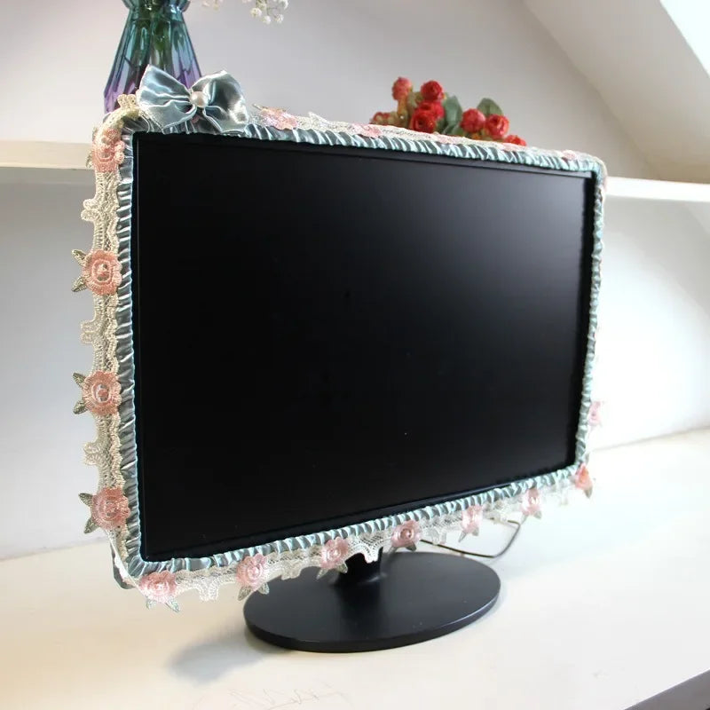 17-30INCH TV Dust Cover Computer Monitor Protection Stick Wall-Mounted Desktop Curved Screen Soft Fabric Craft