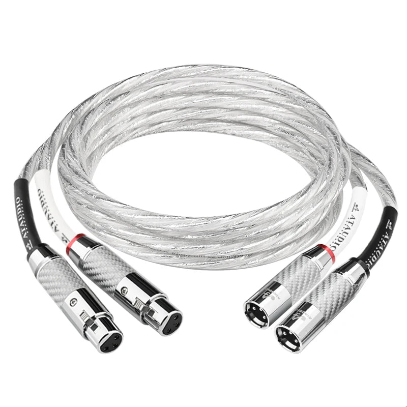 HiFi 2XLR Audio Cable Hi-End OCC Silver Plated 3 Pin XLR Male to Female Audio Cord for Microphone  Amplifier