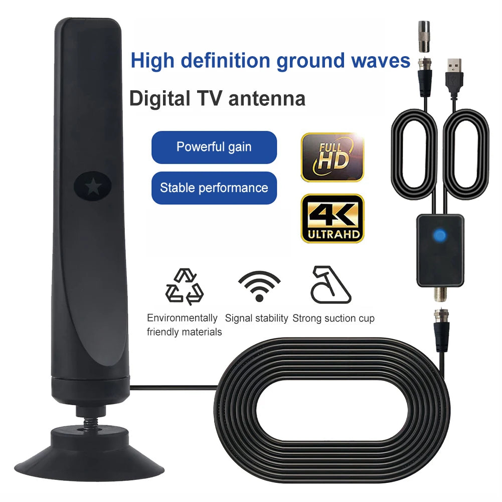50 Miles TV Antenna HD Digital TV Antenna with Signal Booster Support 4K 1080P High Gain Aerial 25DBI Indoor Outdoor TV Antenna