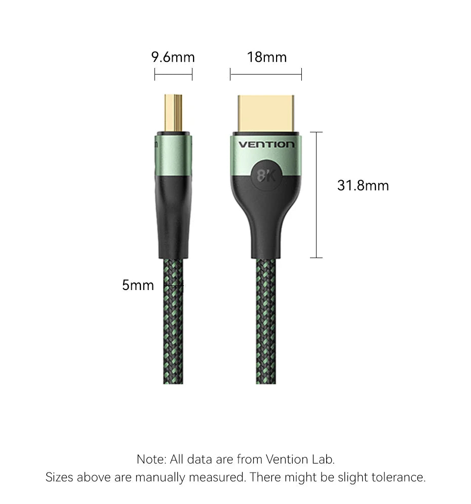 Vention 8K 60Hz HDMI 2.1 Cable 48Gbps High Speed Certified HDMI-Compatible Adapter Cable for PS4 Switch PC Laptop Xiaomi HD TV