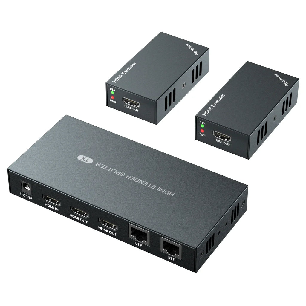 1080P HDMI Rj45 Extender By Ethernet Cat6 Cable 60m Video Transmitter Receiver Kit 1X1 1X2 1X4 1X7 Splitter