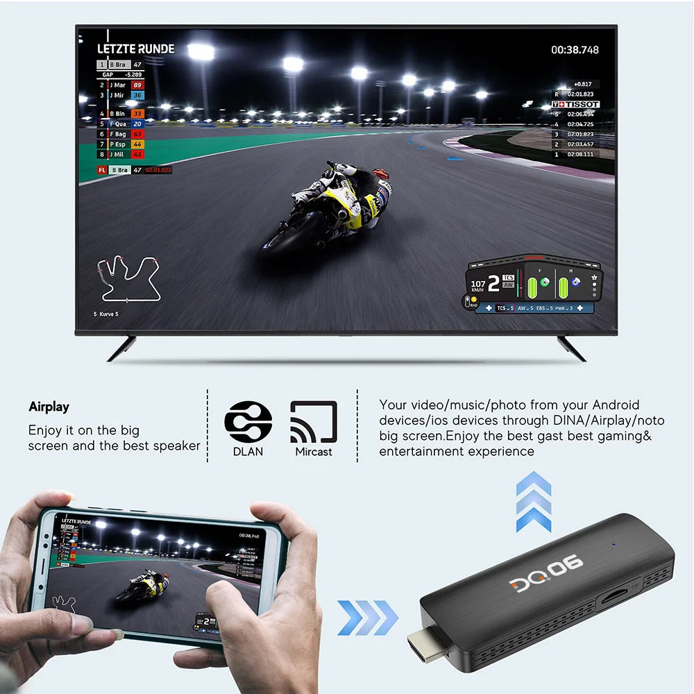 DQ06 ATV Mini TV Stick Android12 Allwinner H618 Quad Core Cortex A53 Support 8K Video 4K Wifi6 BT Voice Remote Smart TV Box