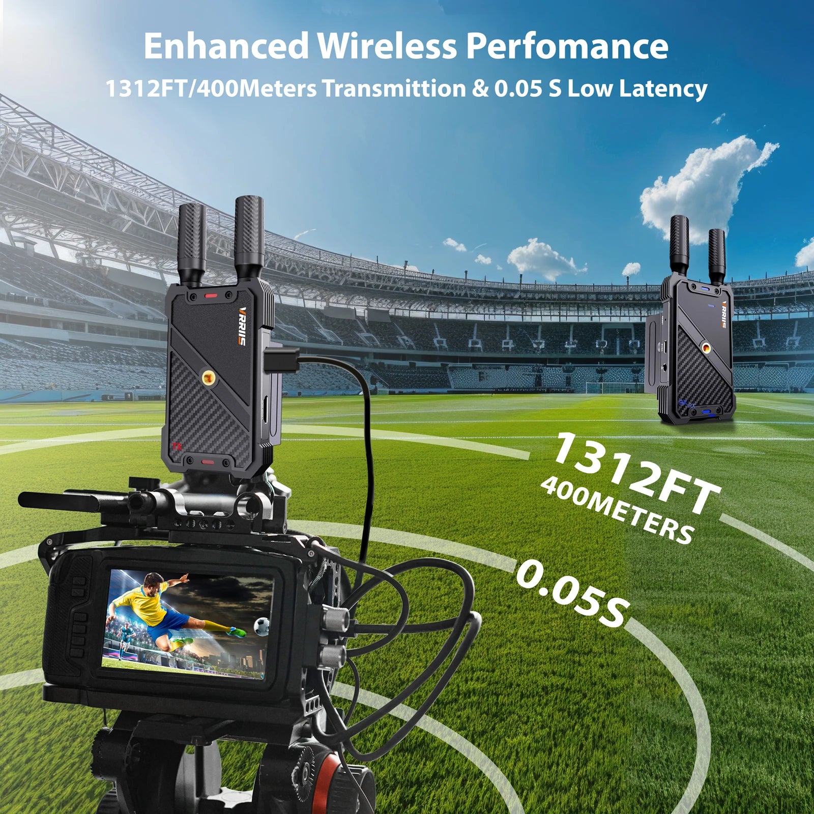 VRRIIS 400M 1080P Wireless Hdmi Extender Video Transmitter Receiver for For Camera Laptop Projector TV Box PS4 Streaming To TV
