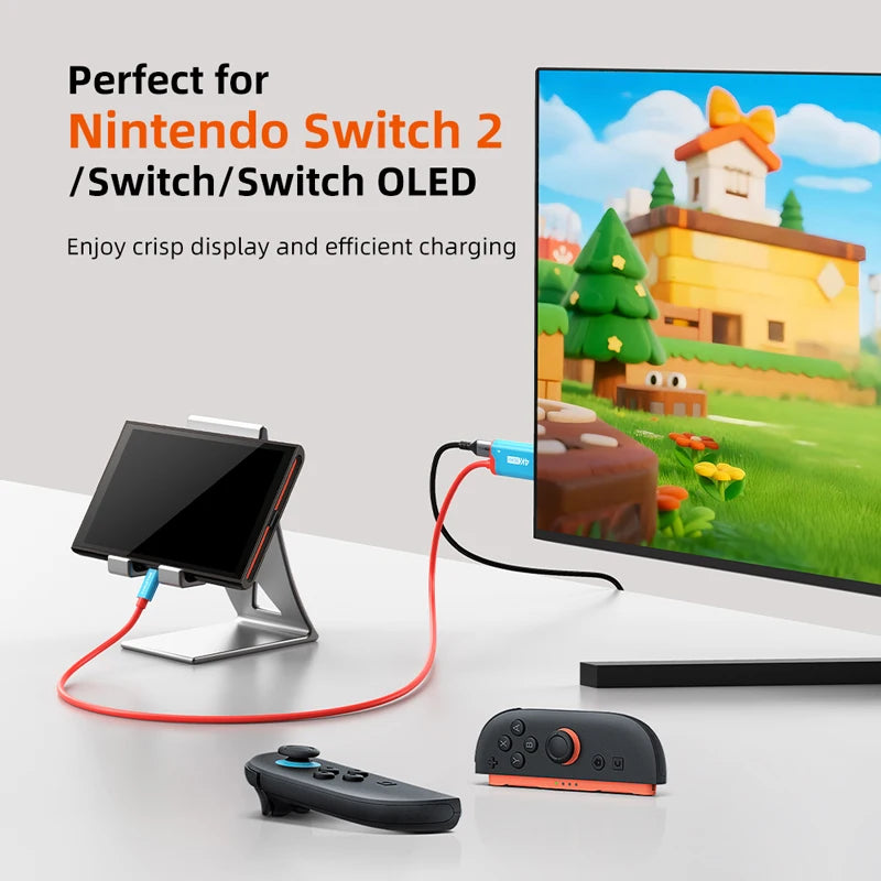 CABLETIME Switch 2 HDMI Cable USB C to HDMI Cable  Adapter 4K 60Hz HDR PD 100W for Nintendo Switch 1 Switch 2 OLED PS4/5 Laptops