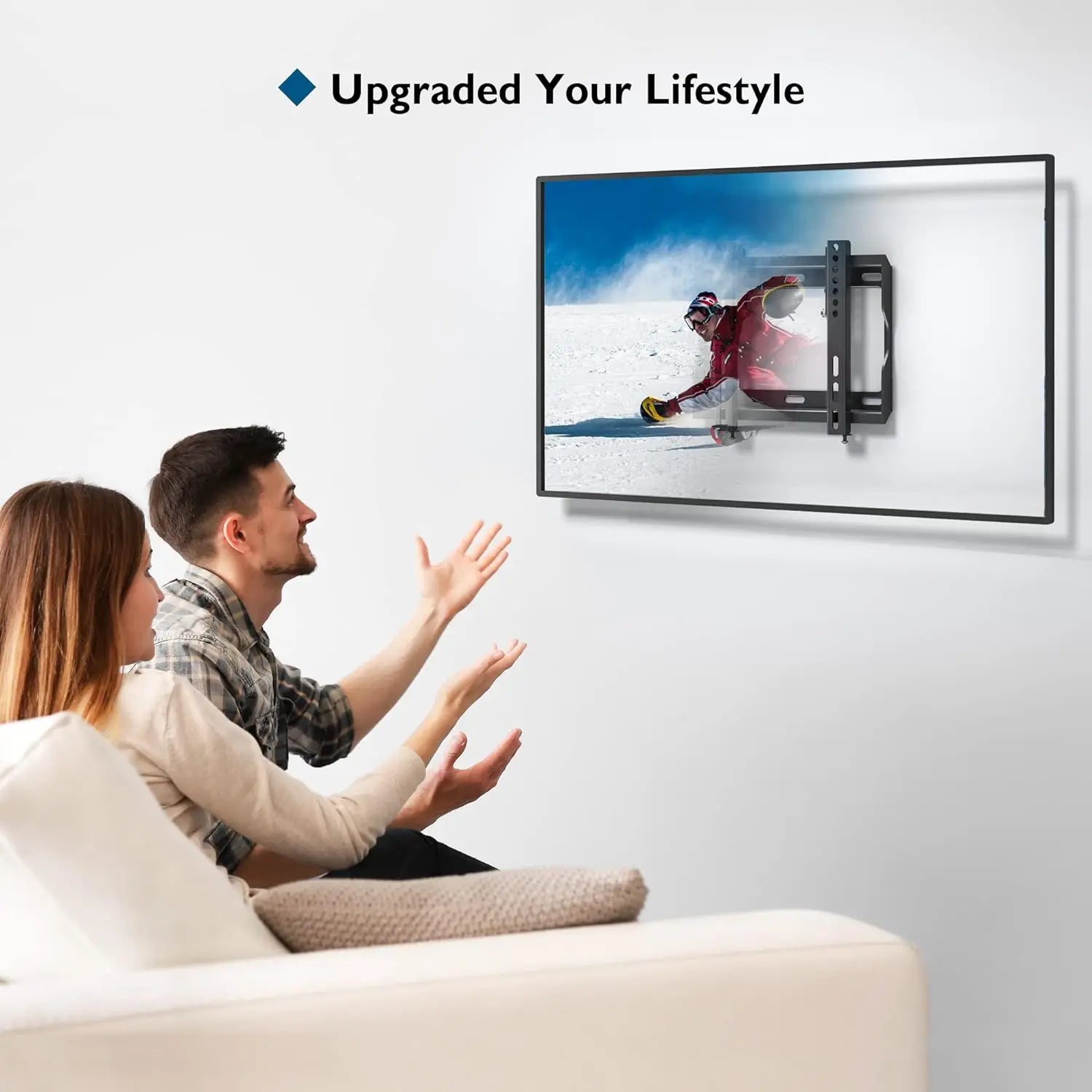 BEISHI Universal TV Bracket Low Profile TV Wall Mount Fixed for Most 40"-85" Flat/Curved TVs with Max VESA 600X500mm Up to 70kg