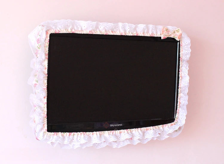 24-48INCHES Fabric TV Circle Power on Without Taking Out Dust Cover Monitor Screen Home Decorations Dust Cover with Elastic