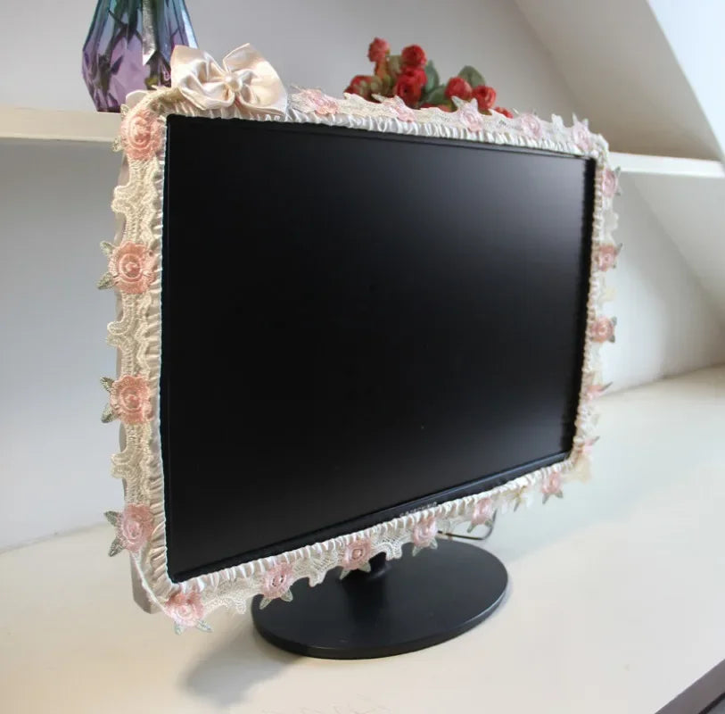 17-30INCH TV Dust Cover Computer Monitor Protection Stick Wall-Mounted Desktop Curved Screen Soft Fabric Craft