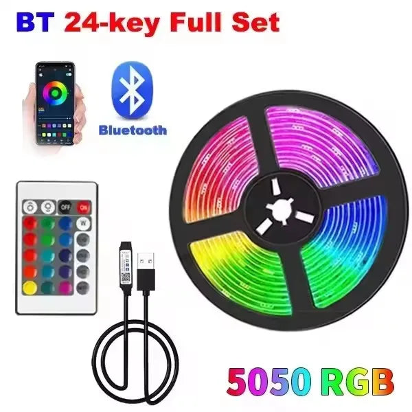 Usb Rgb Led Strip Light Self-Adhesive Ice String Tape 1M  20 Meters 15 Meters Led Chain Bulbs For Tv Backlight Children'S Room