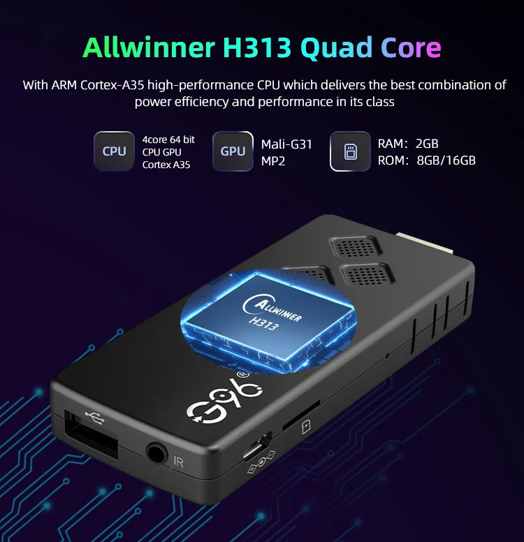 Global Version Android13 G96 TV Stick 8K HDR Portable Streaming Media 2GB16GB Multi Language TV Dongle Allwinner H313 Quad Core