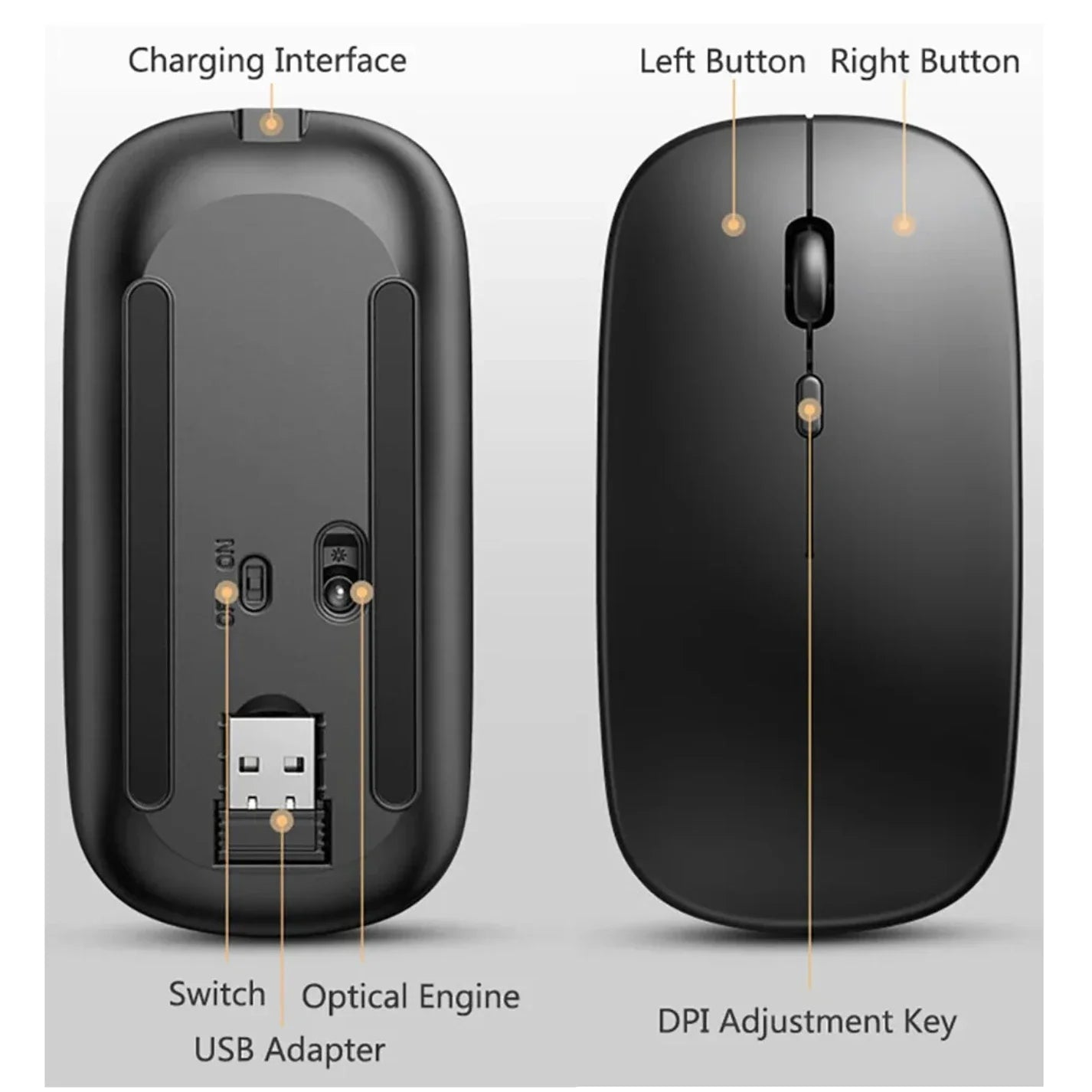 Rechargeable Bluetooth Mouse Wireless Dual Mode Electronics Silent Computer  gaming  Ergonomic Gamer 2.4 USB for PC Laptops
