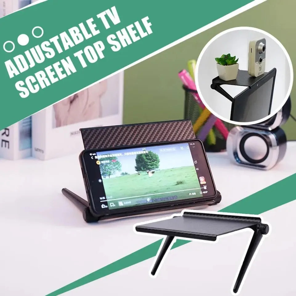 Adjustable Universal TV/Monitor Top Shelf Organizer - Space-Saving Multi-Purpose Rack for Router, Media Box Computer Accessories