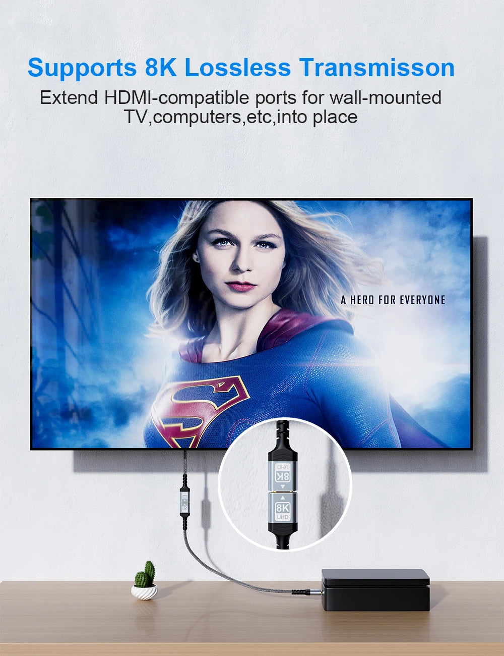 FSU 8K HDMI-compatible Extender cable,Male to Female Adapter,4K@120Hz 8K@60Hz 2.1 48Gbps,Compatible with PS5,PS4,TV PC,Blu-ray
