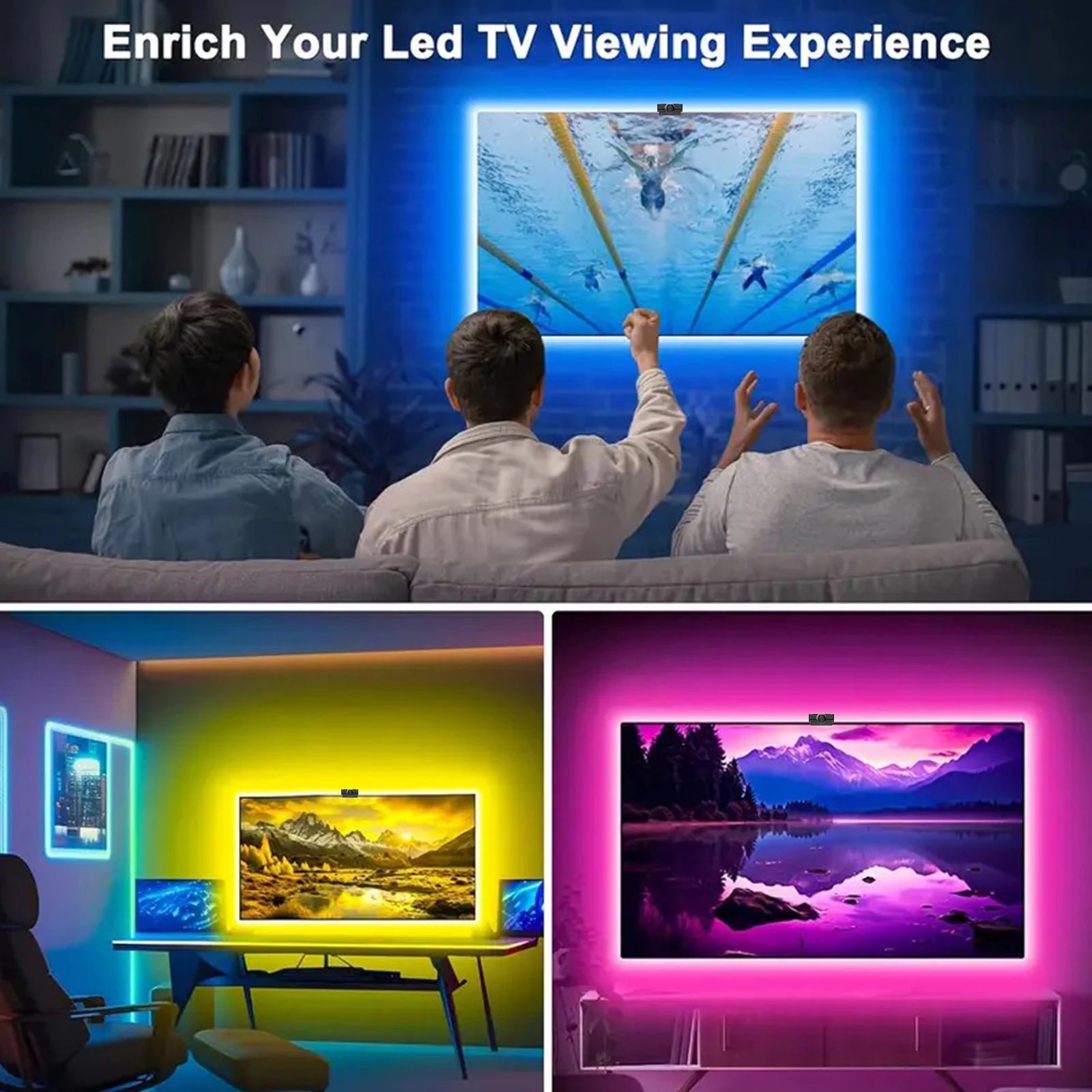 EISSLOLY Led Strip Lights RGB LED Light Kit Smart APP Control for 55-85 inches TV Backlight Screen SYNC Home Decor LED Lighting