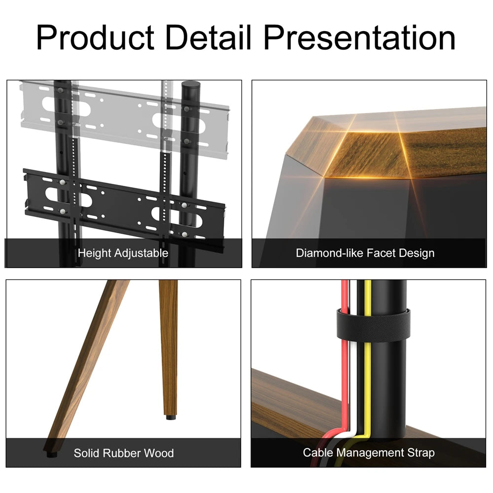 Heavy Duty Metal TV Floor Stand for 40-86 Inches LED LCD Flat Screen Height Adjustable