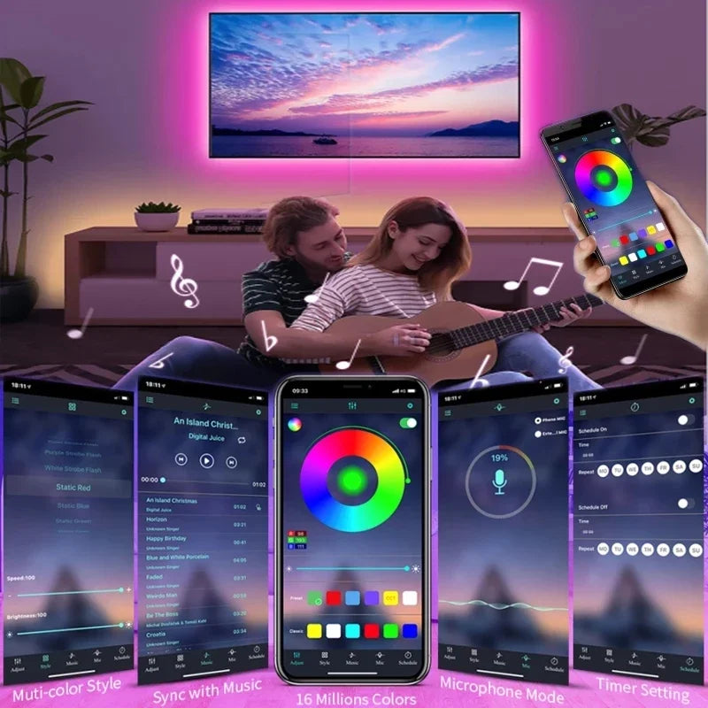 Usb Rgb Led Strip Light Self-Adhesive Ice String Tape 1M  20 Meters 15 Meters Led Chain Bulbs For Tv Backlight Children'S Room