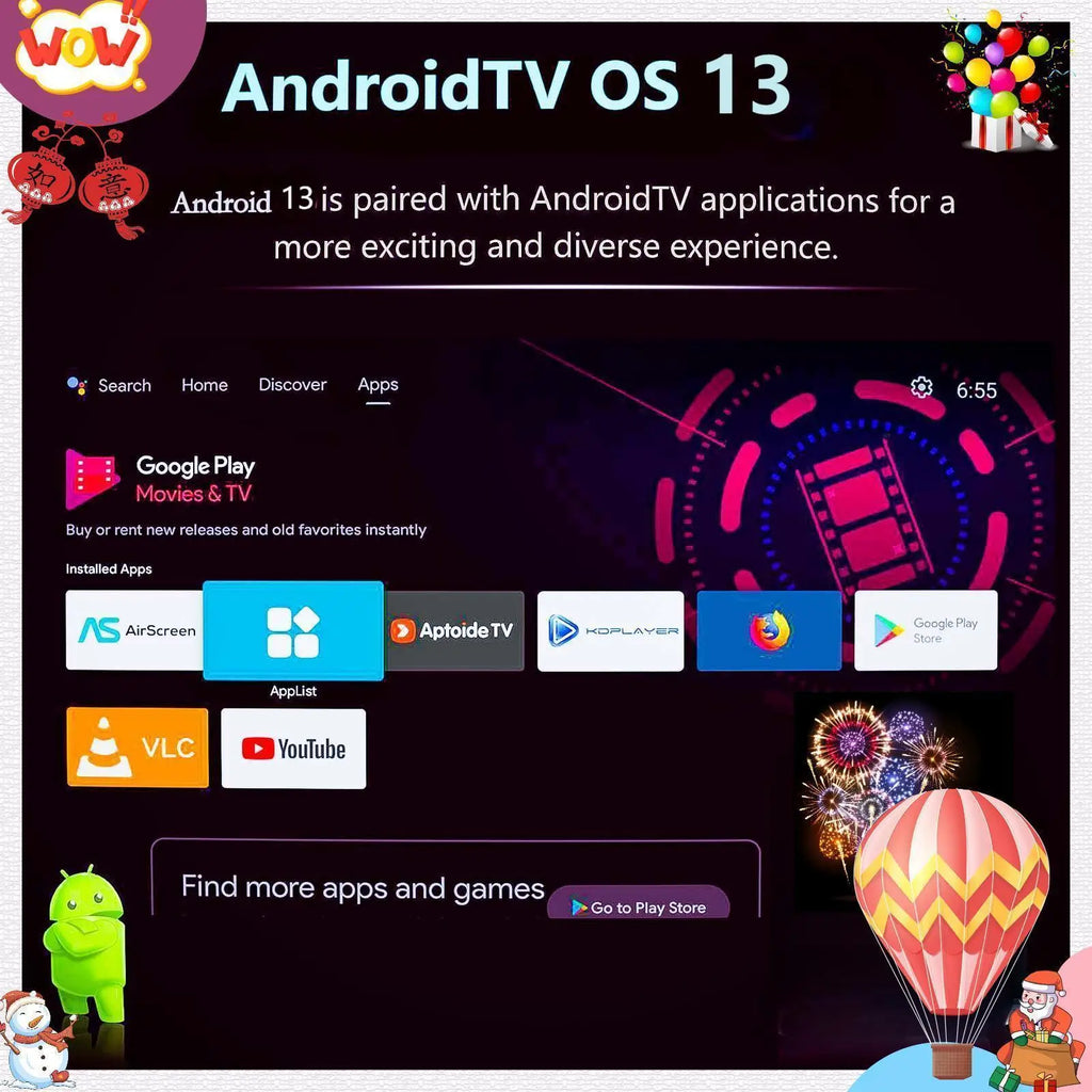 Smart TV Stick 8K Android 13 BT 5.0 ATV WIith H618 2GB RAM 16GB ROM Wifi6 Remote Control Home Theater Android TV Stick Box