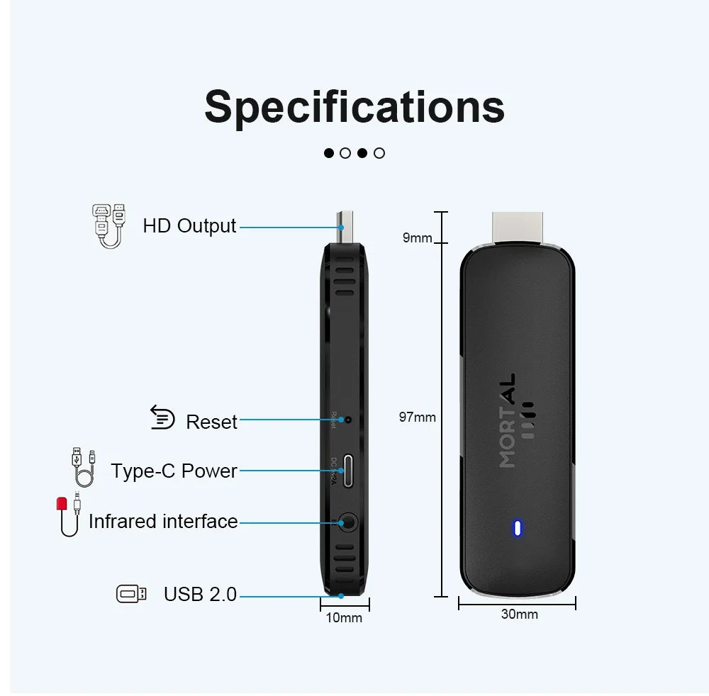 Android14 TV Stick  Mortal Q8 Global Version  Allwinner H313 Chip Wifi6 Voice Remote 8K 4K@60fps YouTube Stream TV stick 2G8G16G