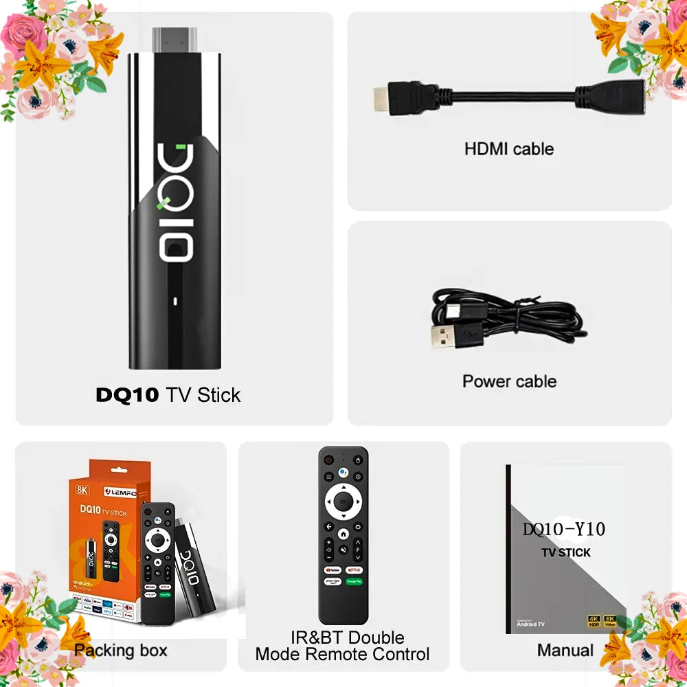 Smart TV Stick 8K Android 13 BT 5.0 ATV WIith H618 2GB RAM 16GB ROM Wifi6 Remote Control Home Theater Android TV Stick Box