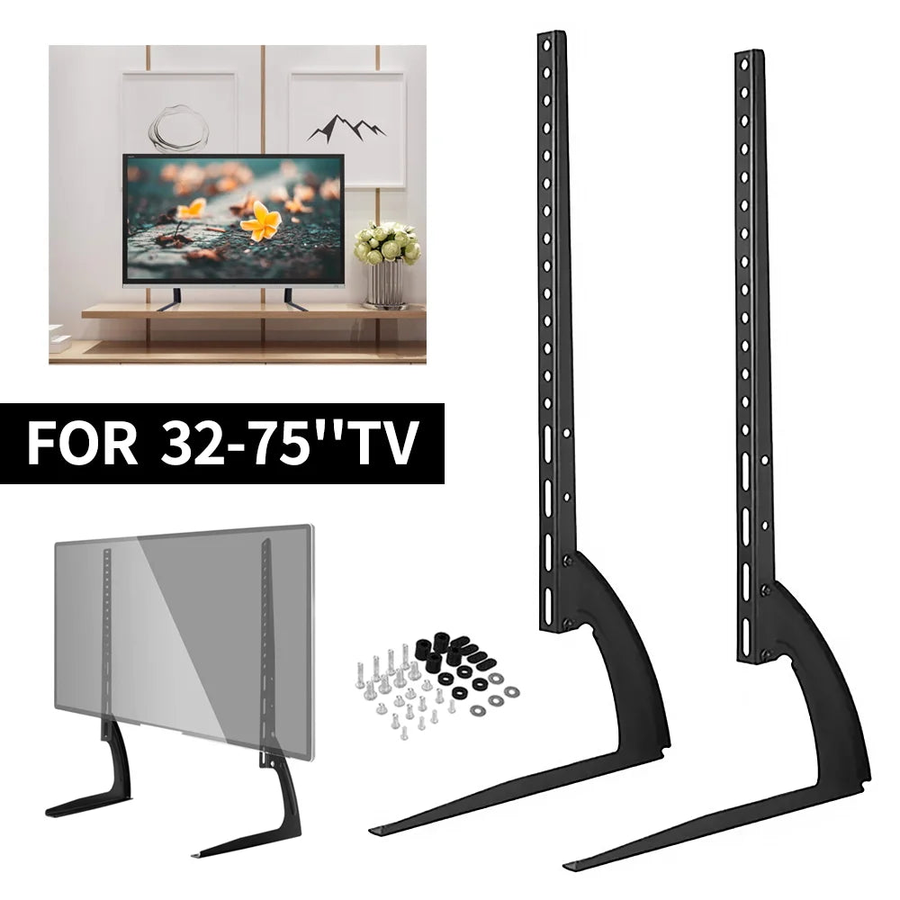 TV Bracket for 32-75 in TV Table Top TV Stand Height Adjustable Universal TVs Screen Monitor Bracket TV Feet