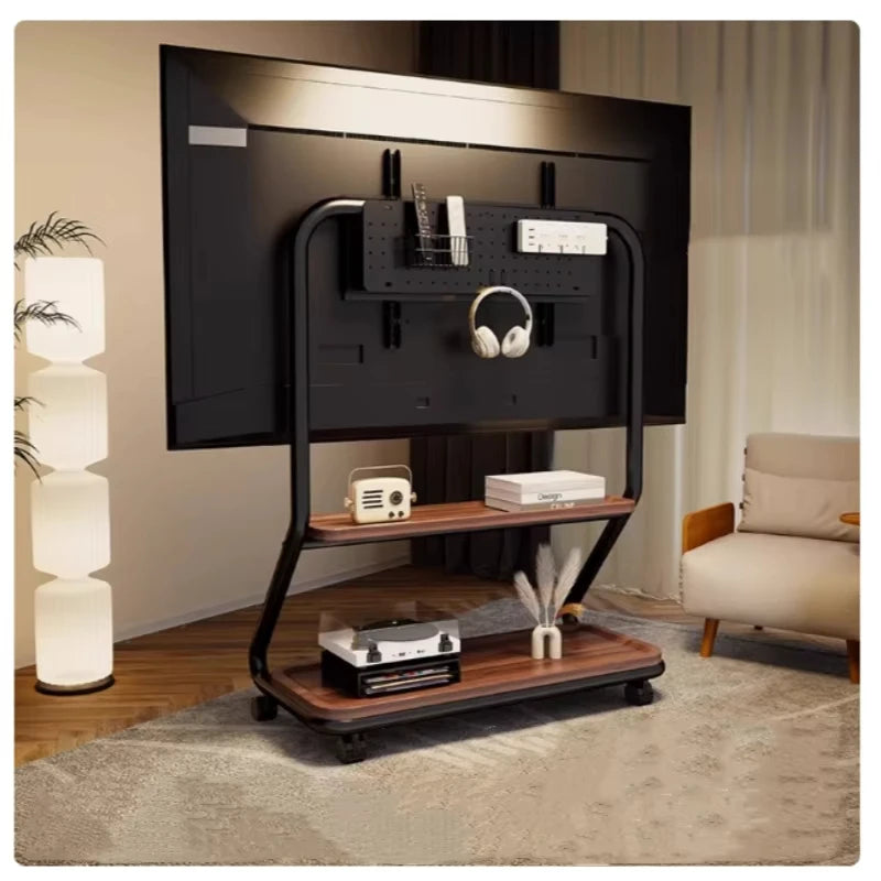 Rolling TV Stand for 32-75inch TV, Portable TV Stand with Wheel, Mobile TV Cart with Multifunctional Storage for Office, Bedroom