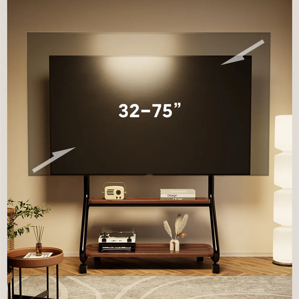 Rolling TV Stand for 32-75inch TV, Portable TV Stand with Wheel, Mobile TV Cart with Multifunctional Storage for Office, Bedroom
