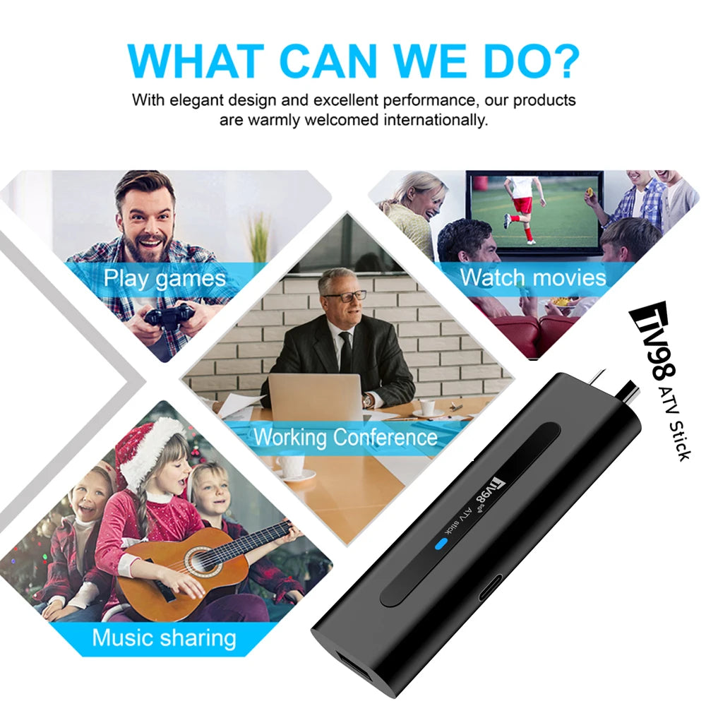 TV98 ATV Smart TV Stick 8K Android 14 H313 2.4G/5G Wifi Support OTA Media Player TV Receiver BT5.0 2GB 16GB Voice Remote TV Box