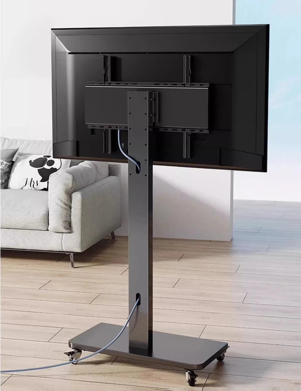 BEISHI Mobile TV Cart for 26-65 Inch TVs up to 110lbs Height Adjustable Shelf Rolling Floor Stand with Wheels VESA 600x400mm