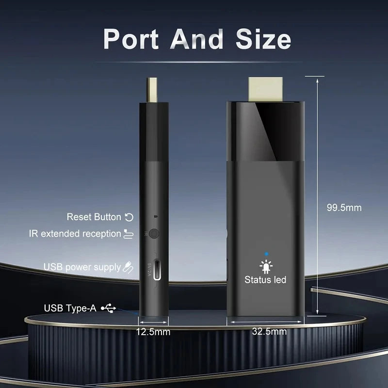 Mini ATV Q12 TV Stick Android 14 8K HD 8GB 128GB Allwinner H313 Google Assistant Media Player Bluetooth 5.4 Fast Smart TV Box