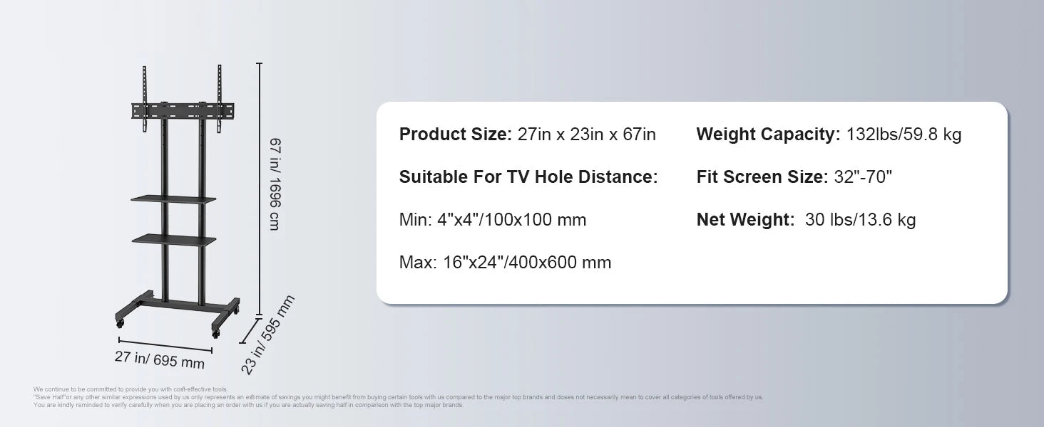 SucceBuy TV Stand Mount Swivel Tall TV Stand for 32-65/70 inch TV Height Adjustable Portable Floor TV Stand Max VESA 600 x 800mm