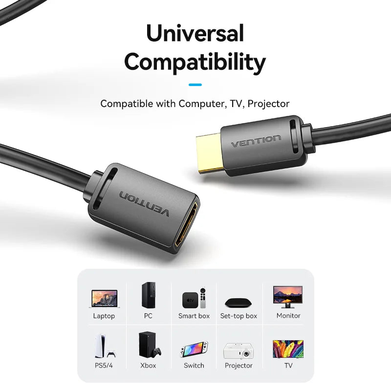 Vention 4K 60Hz HDR HDMI 2.0 Extension Cable for TV HD Nintendo Switch PS4 PS3 PC HDMI Male to Female Extender Adapter Cord