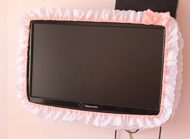 24-48INCHES Fabric TV Circle Power on Without Taking Out Dust Cover Monitor Screen Home Decorations Dust Cover with Elastic