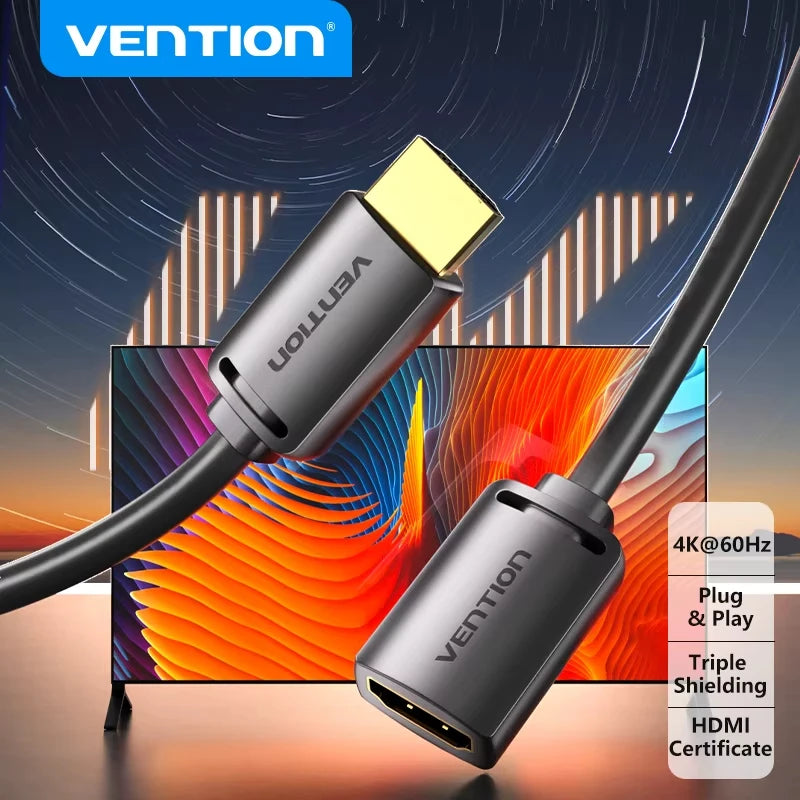 Vention 4K 60Hz HDR HDMI 2.0 Extension Cable for TV HD Nintendo Switch PS4 PS3 PC HDMI Male to Female Extender Adapter Cord