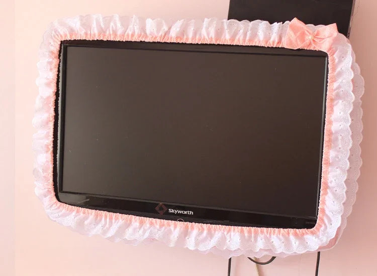 24-48INCHES TV Dust Cover Computer Monitor Protection Stick Wall-Mounted Desktop Curved Screen Soft Fabric Craft