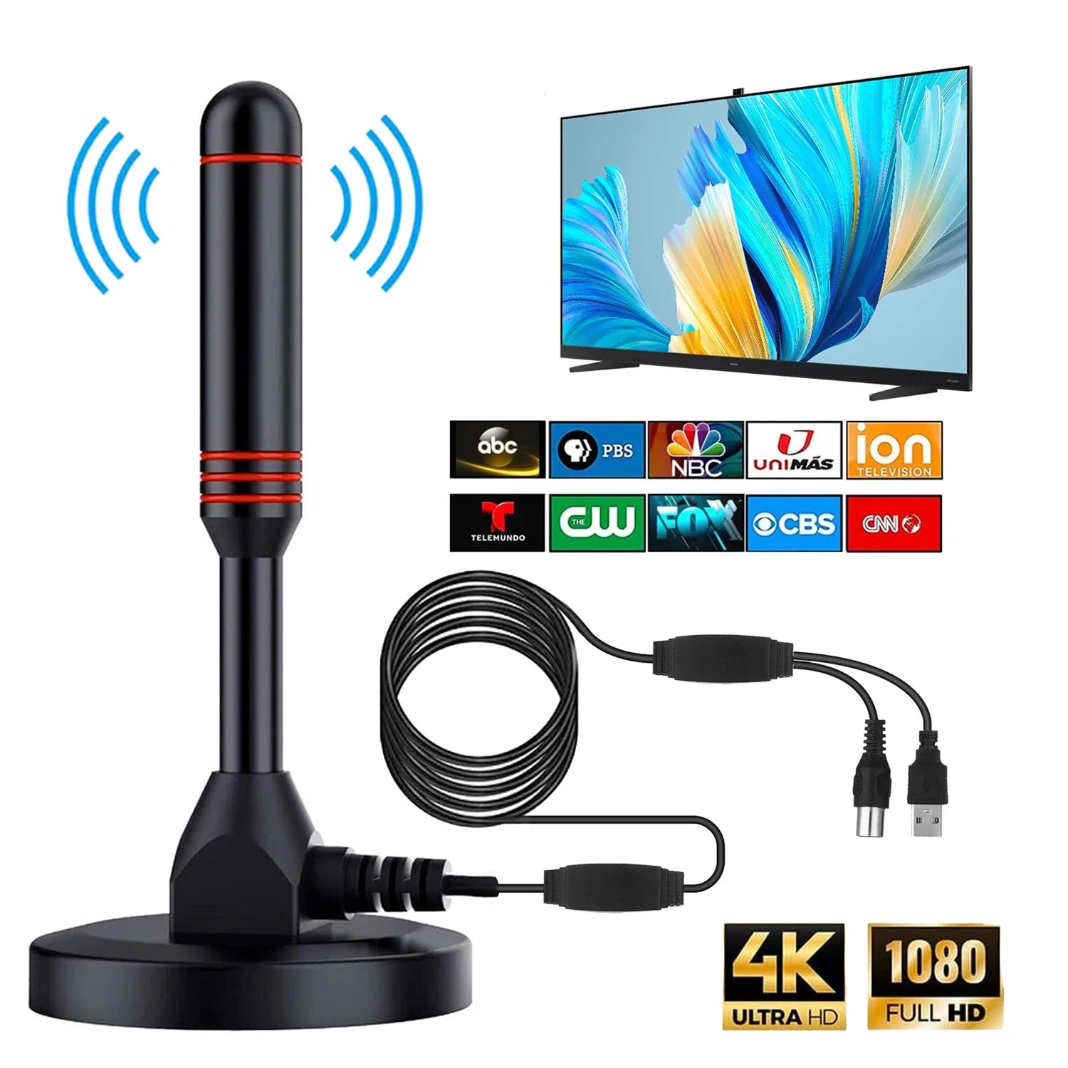 HDTV Antenna with Amplifier VHF/UHF dab Receiver DVB-T DVB-T2 Free View Indoor Smart TV Antenna
