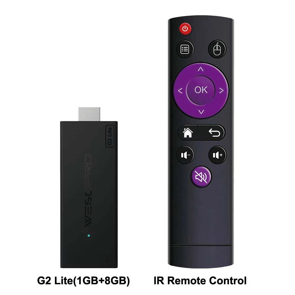 WESOPRO Android TV Stick G2 Lite Plus IPTV Dongle 1GB 2GB RAM 8GB ROM 2.4GHz 5.0GHz Wifi 4K Decoding Streaming Media Fire Stick