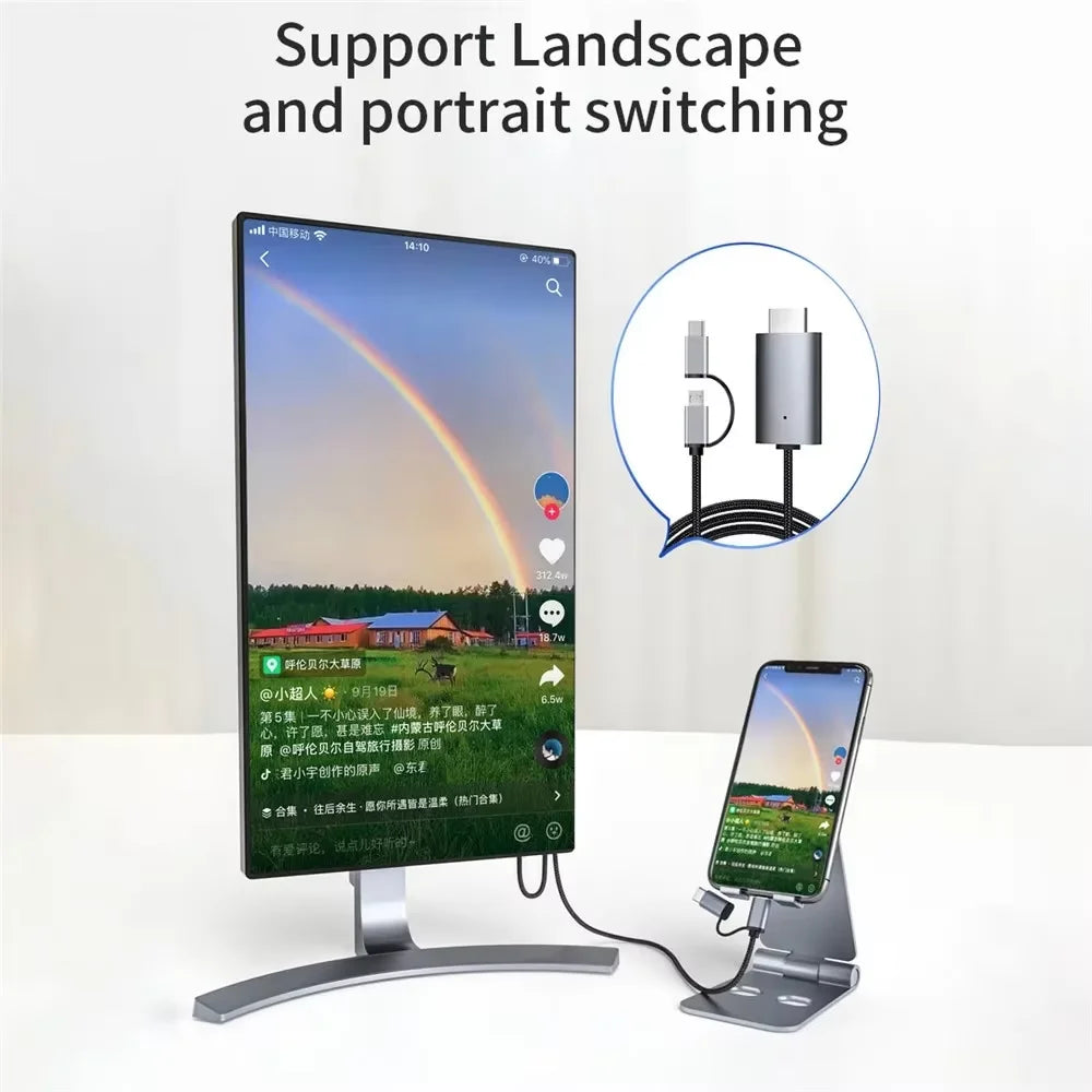 LD39 Wire HD Type C/Micro USB to HDMI-Compatible Cable Streaming Display TV Stick Dongle for Android Phone Tablet to TV