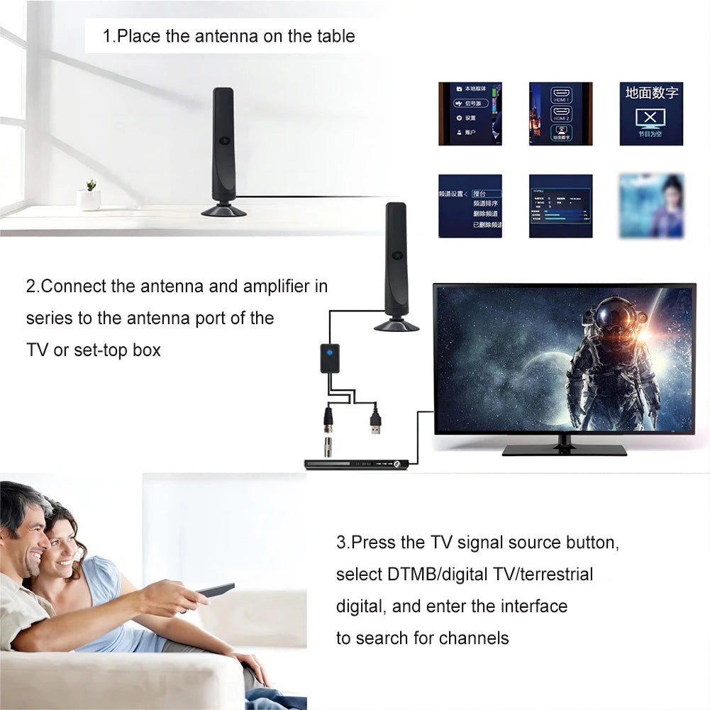 50 Miles TV Antenna HD Digital TV Antenna with Signal Booster Support 4K 1080P High Gain Aerial 25DBI Indoor Outdoor TV Antenna