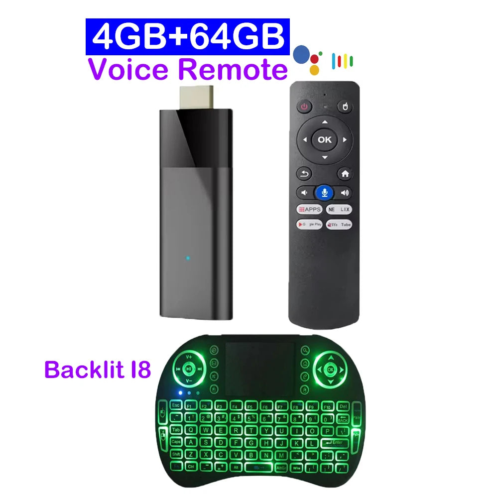 Mini ATV Q12 TV Stick Android 14 8K HD 8GB 128GB Allwinner H313 Google Assistant Media Player Bluetooth 5.4 Fast Smart TV Box