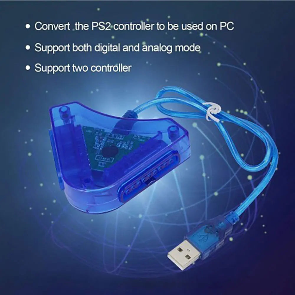 Cltgxdd 1piece FOR PS2 controller gamepad to PC gaming dual connection point interface adapter cable triangular USB controller